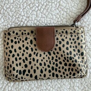 Universal Thread Leopard Print Wristlet with Brown Trim